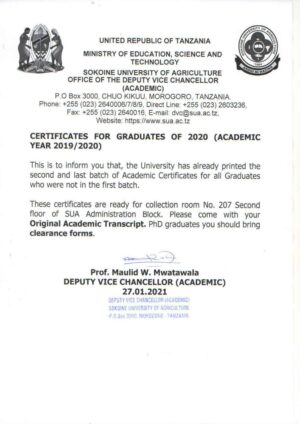 Buy Degree From the Sokoine University of Agriculture