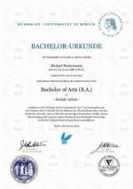 Bachelor certificate Humboldt University Berlin |