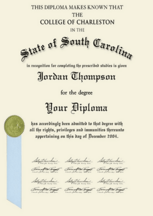 Buy college degree from The College of Charleston