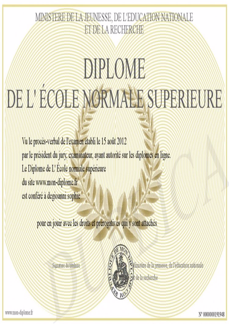 Buy college degree from The École Normale Supérieure