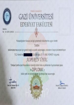 Buy college degree from the  Gazi Üniversitesi