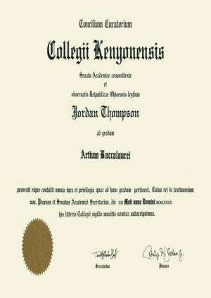 Buy college degree from The Kenyon College