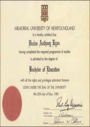 Buy college degree from the Memorial University of Newfoundland
