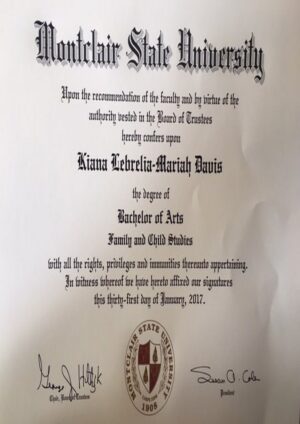 Buy college degree from The Montclair State University