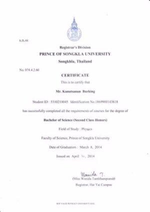 Buy college degree from the Prince of Songkla University