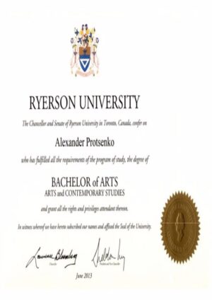 Buy college degree from the Ryerson University