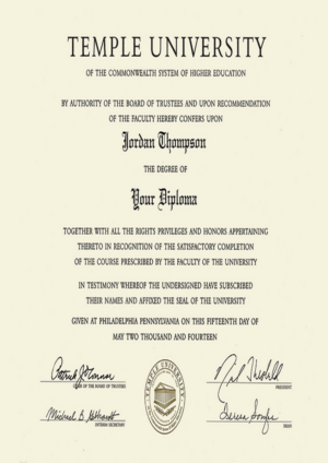 Buy college degree from The Temple University