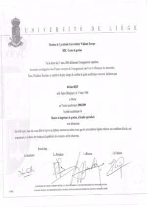 Buy college degree from the Université de Liège