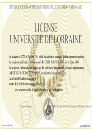 Buy college degree from The Université de Lorraine