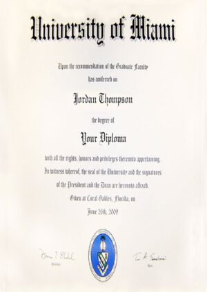 Buy college degree from The University of Miami