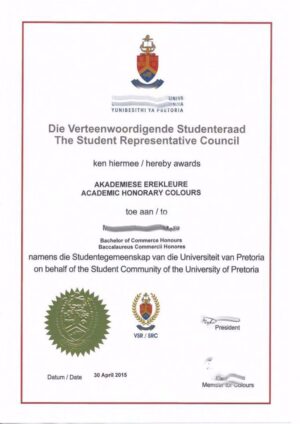 Buy college degree from the University of Pretoria