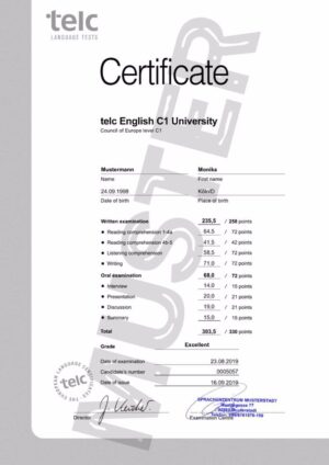Buy German language Test Telc C1 University from The Telc Institut Germany