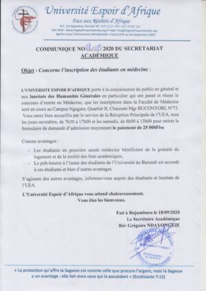 Buy degree from Université Espoir d'Afrique