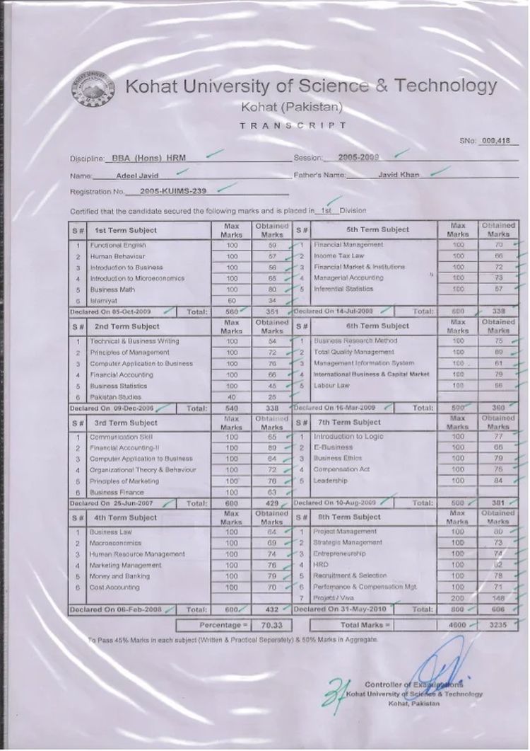 Buy college degree from The Kohat University of Science and Technology