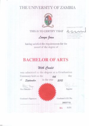 Buy college degree from the University of Zambia
